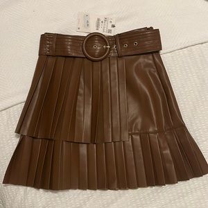 Zara brown leather skirt NWT